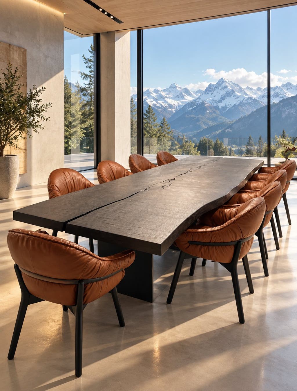 Freifrau Marie fauteuils – cognackleurig Adorra leer, 8 stuks – foto 5