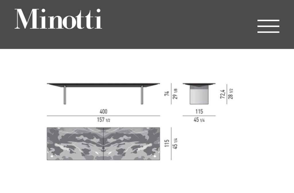 Minotti Linha Dining Table 115x400cm Grigio Orobico Marmer