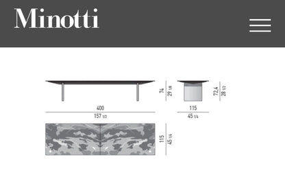 Minotti Linha Dining Table 115x400cm Grigio Orobico Marmer