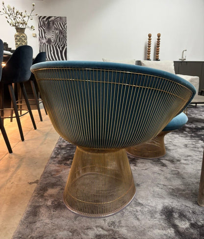 Knoll Warren Platner fauteuil met voetenbank – goudkleurig – foto 4